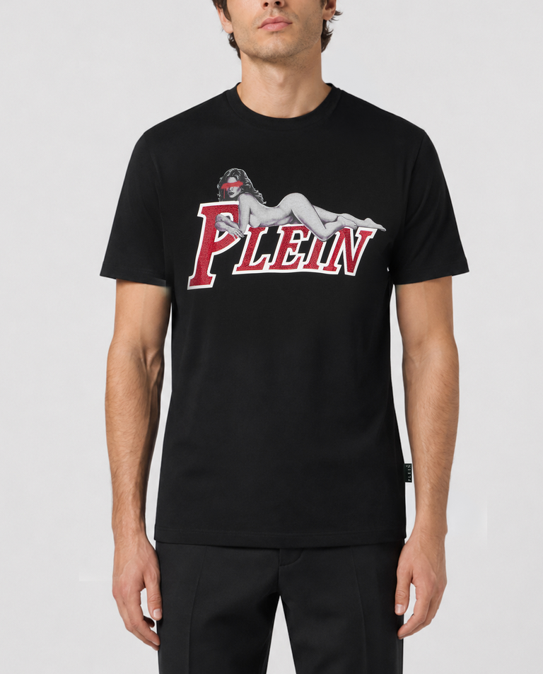 Czarny t-shirt z grafiką i logo Pin Up