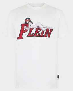 Biały t-shirt z grafiką i logo Pin Up - Image #0