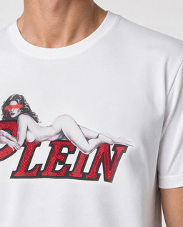 Biały t-shirt z grafiką i logo Pin Up - Image #4