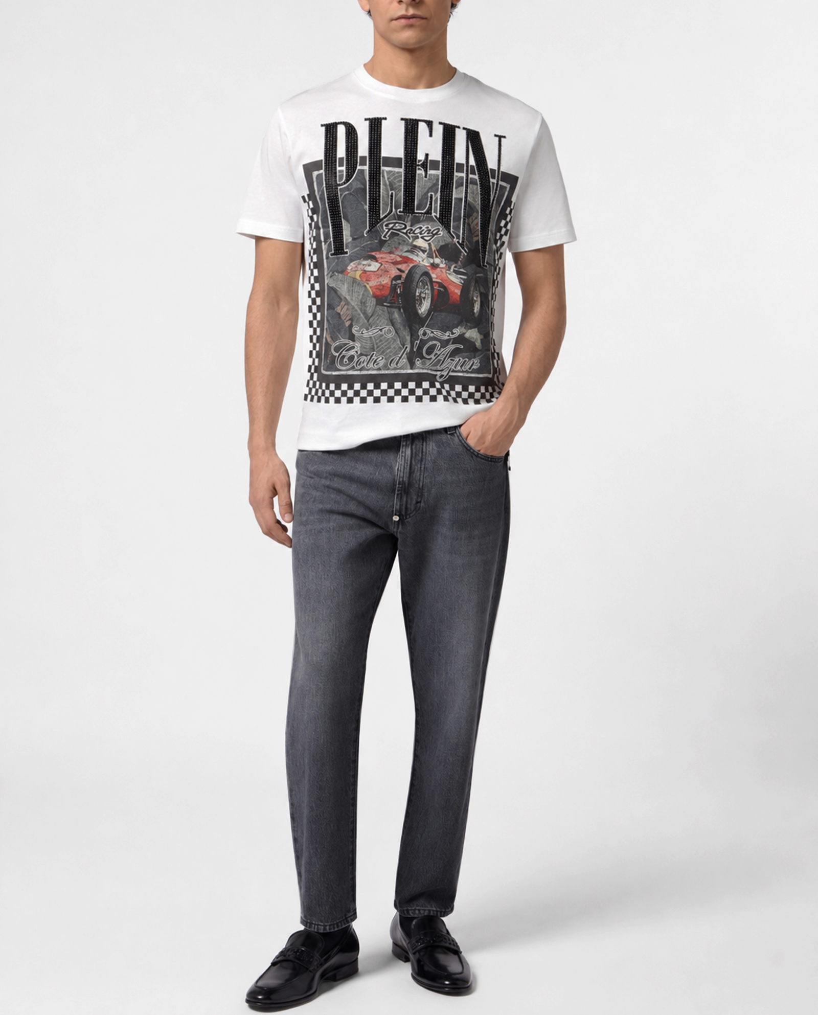 Biały t-shirt z motywem - Image #3