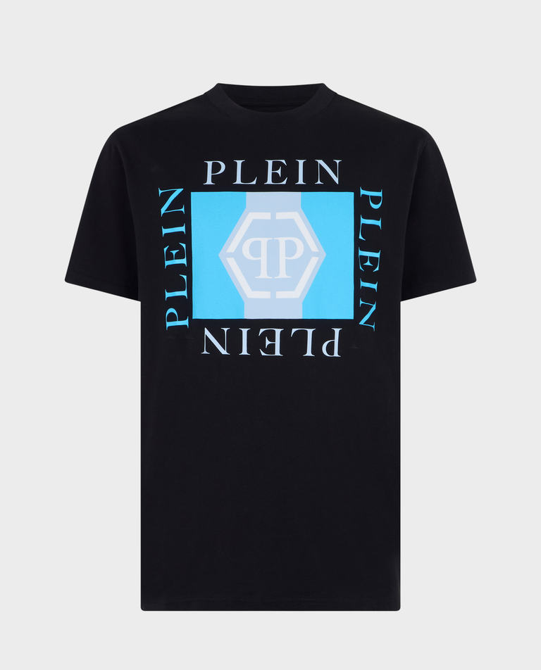 Czarny t-shirt z nadrukiem PP