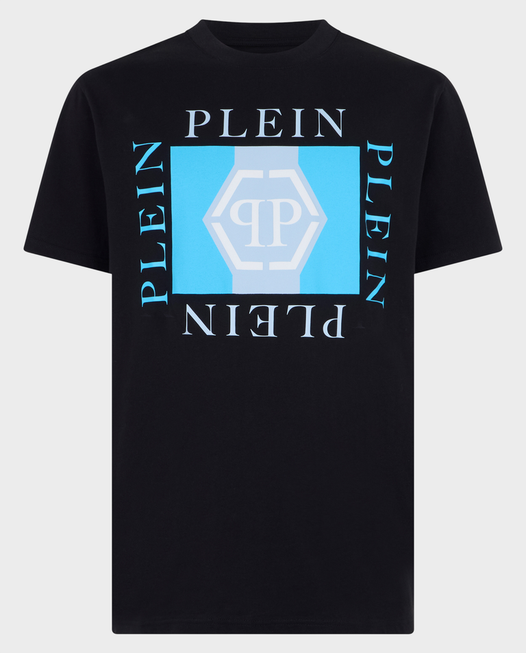 Czarny t-shirt z nadrukiem PP