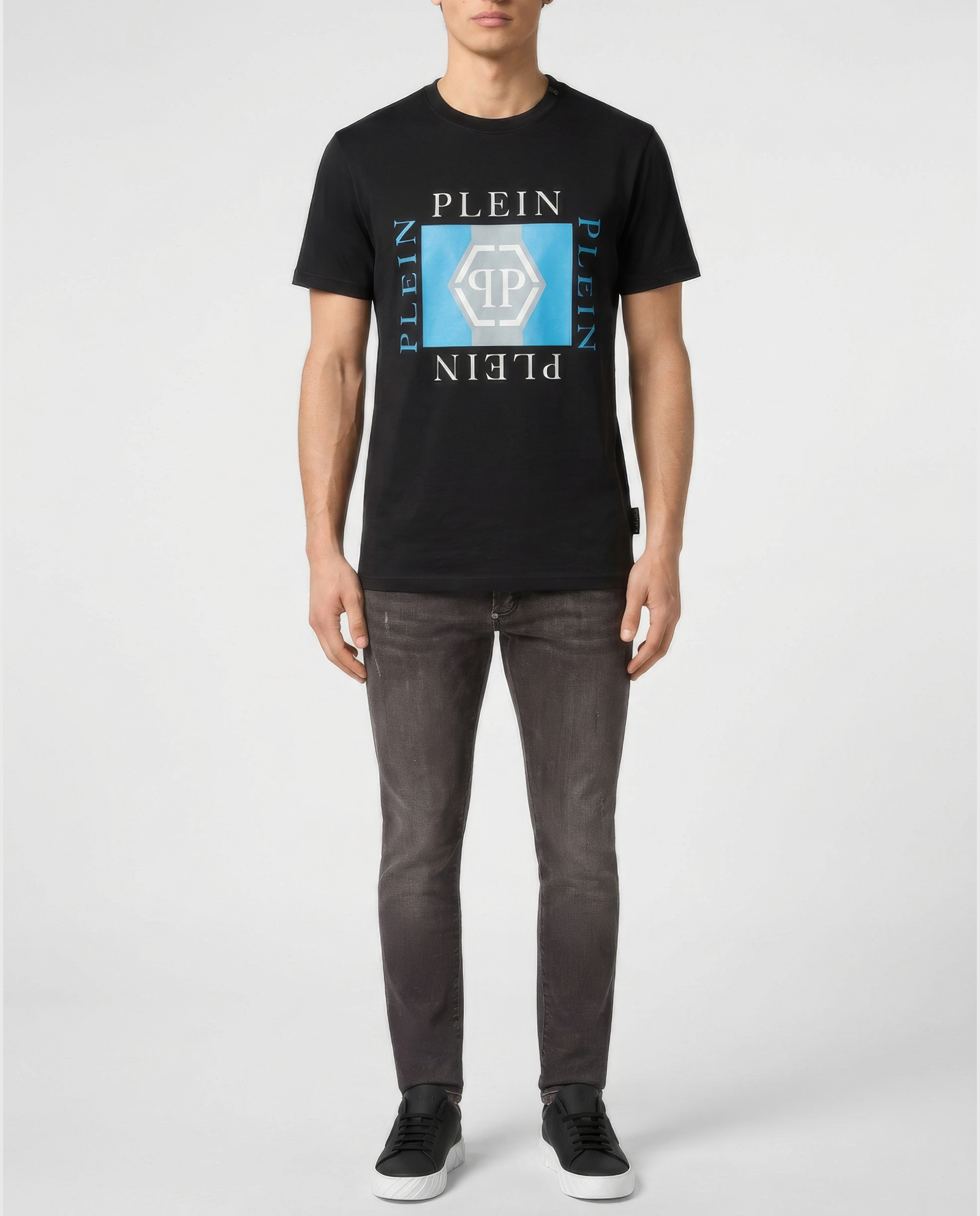Czarny t-shirt z nadrukiem PP - Image #2