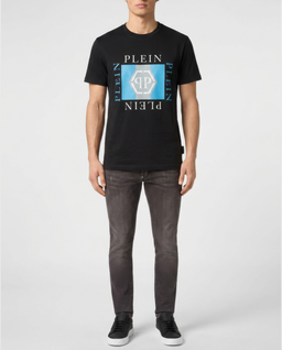 Czarny t-shirt z nadrukiem PP - Image #2