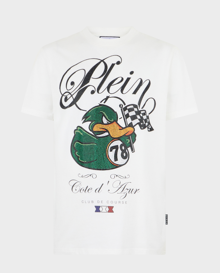 Biały bawełniany T-shirt Duck Côte d'Azur