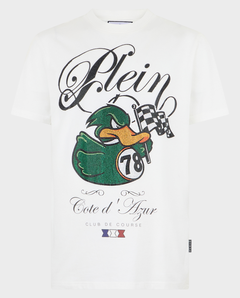 Biały bawełniany T-shirt Duck Côte d'Azur