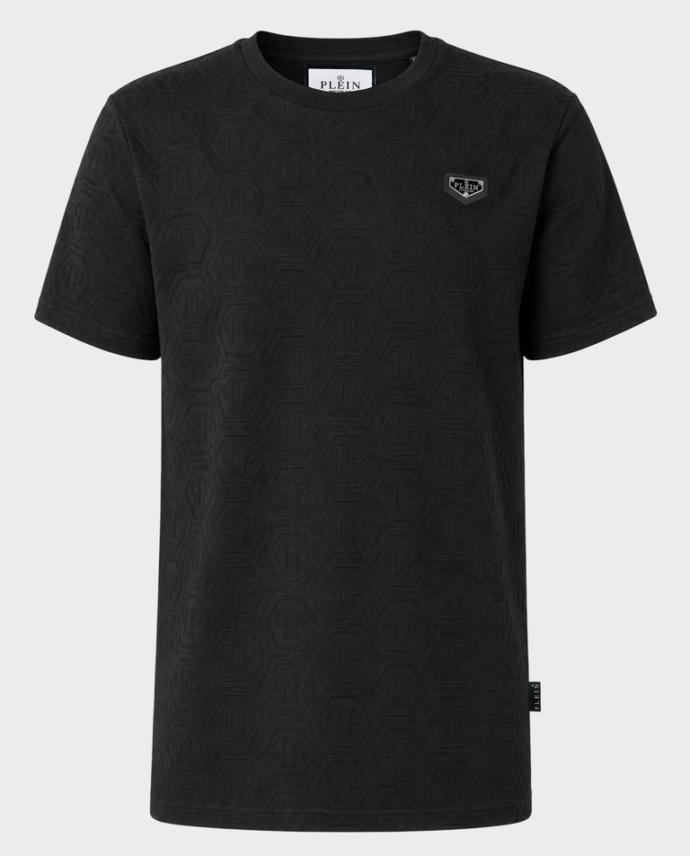 Czarny t-shirt z monogramem