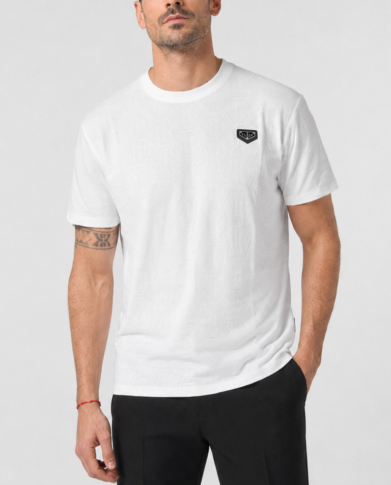 Biały T-shirt z monogramem