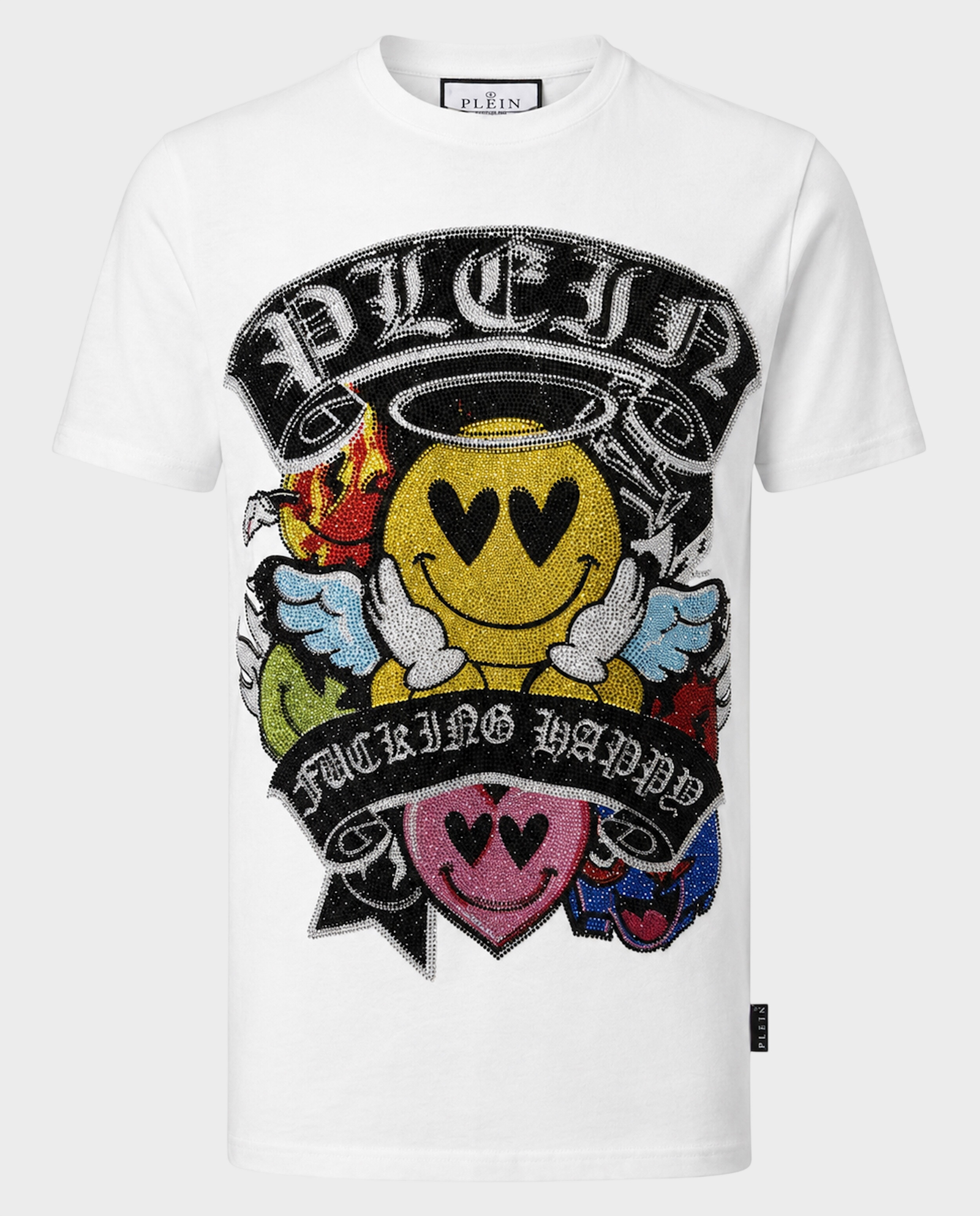 Biały t-shirt z kolorowym printem - Image #0