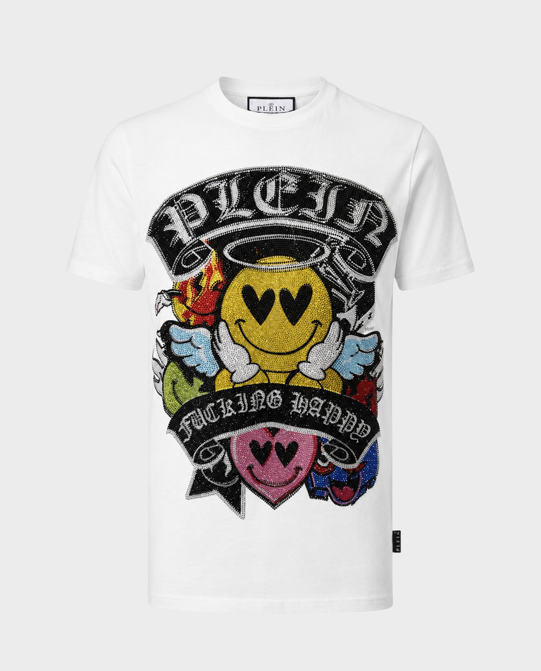 Biały t-shirt z kolorowym printem