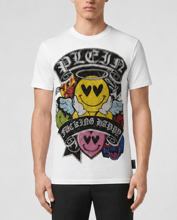 Biały t-shirt z kolorowym printem - Image #1