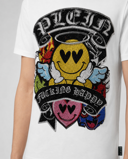 Biały t-shirt z kolorowym printem - Image #3