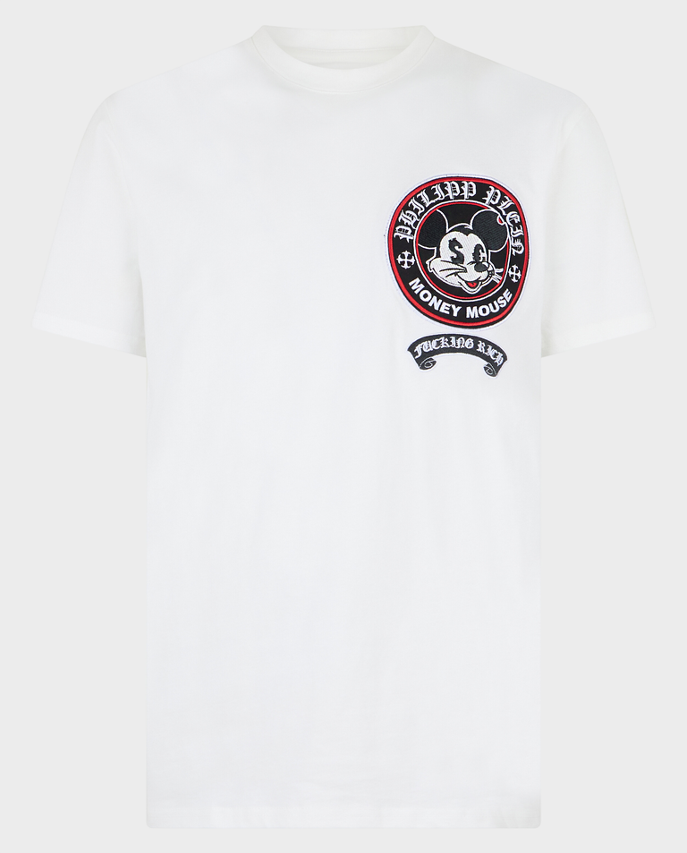 Biały t-shirt z naszywką