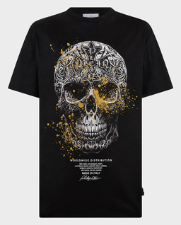 Czarny t-shirt z motywem czaszki - Image #0
