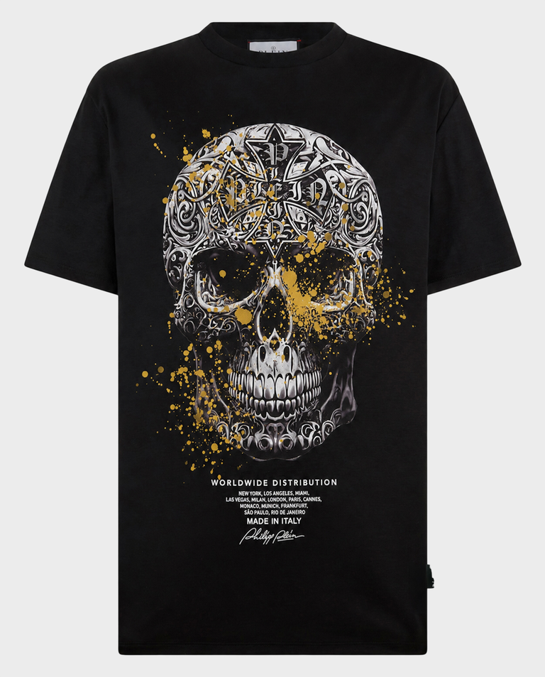 Czarny t-shirt z motywem czaszki