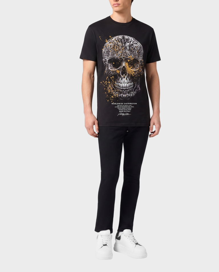 Czarny t-shirt z motywem czaszki - Image #3