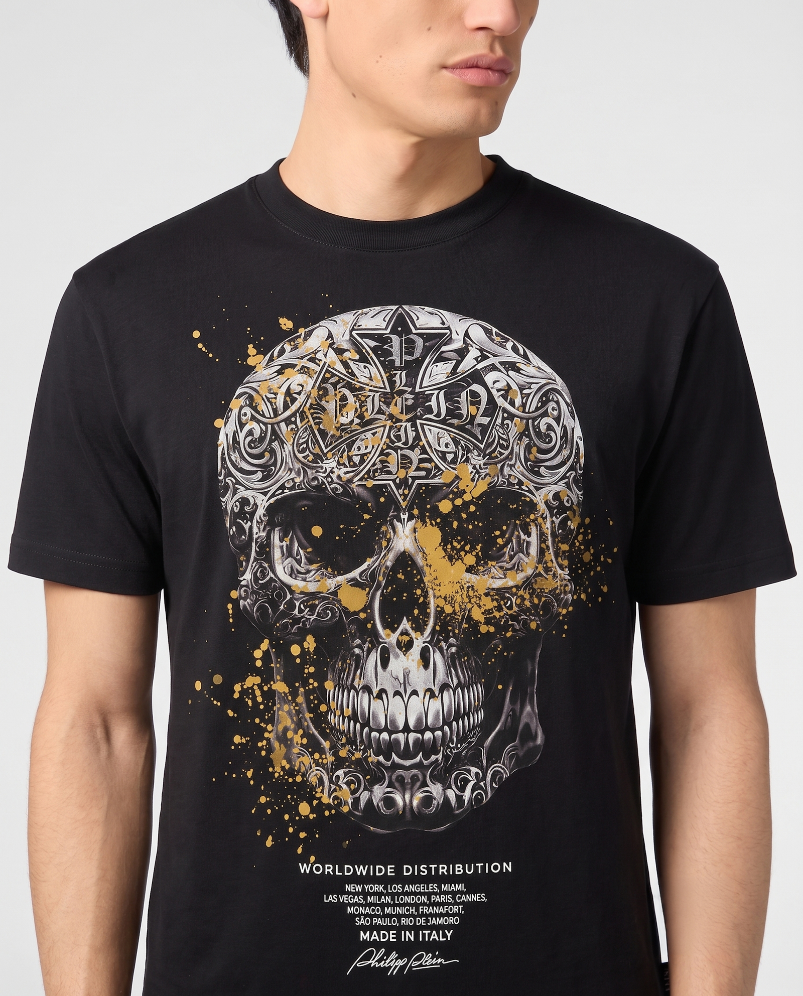 Czarny t-shirt z motywem czaszki - Image #4