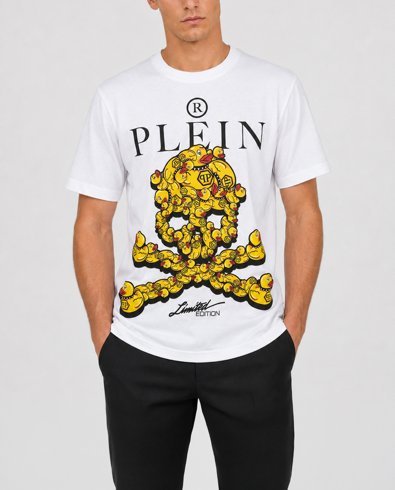 T-shirt z nadrukiem Plein Duck Skull