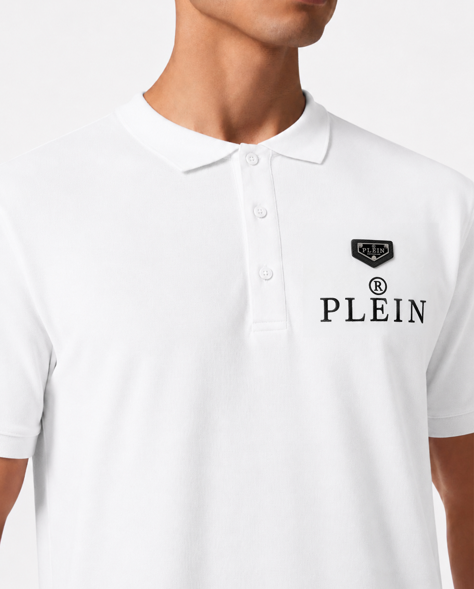 Biała koszulka polo z logo - Image #4
