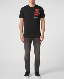Czarny t-shirt z grafiką misia - Image #3