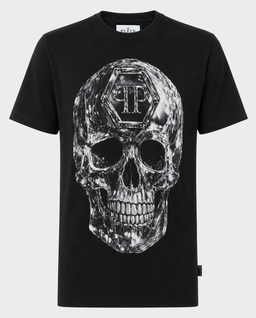 Czarny t-shirt z motywem czaszki - Image #0