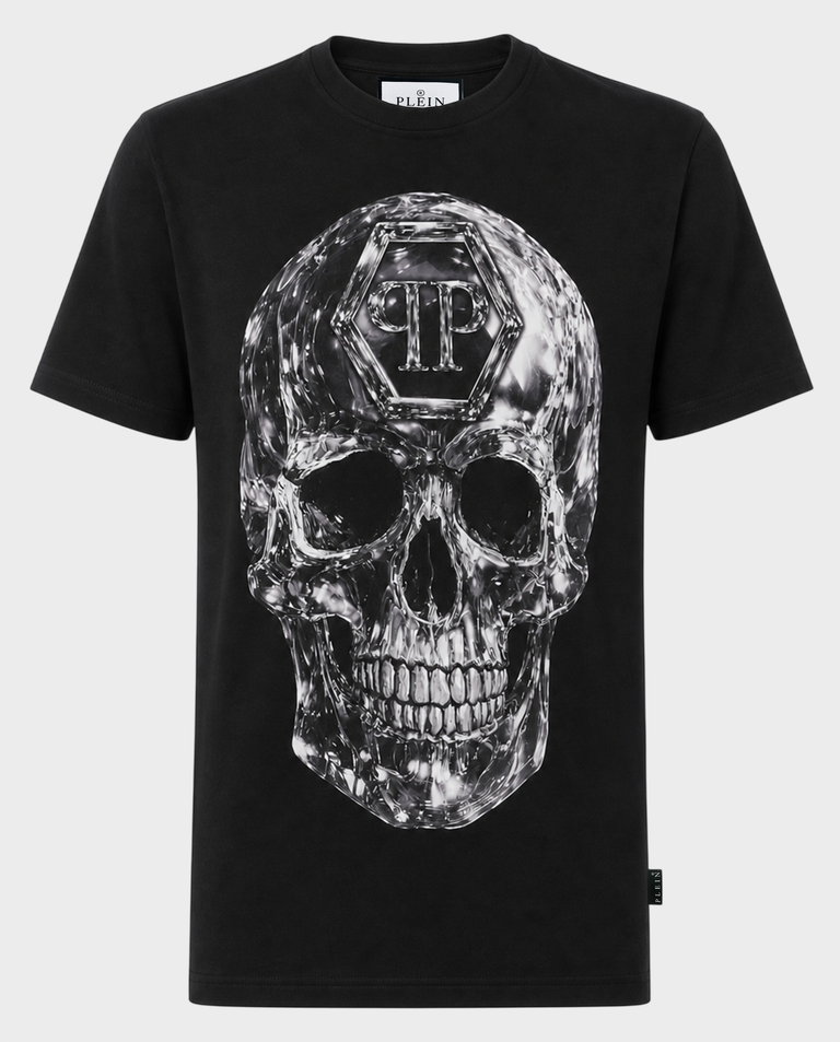 Czarny t-shirt z motywem czaszki