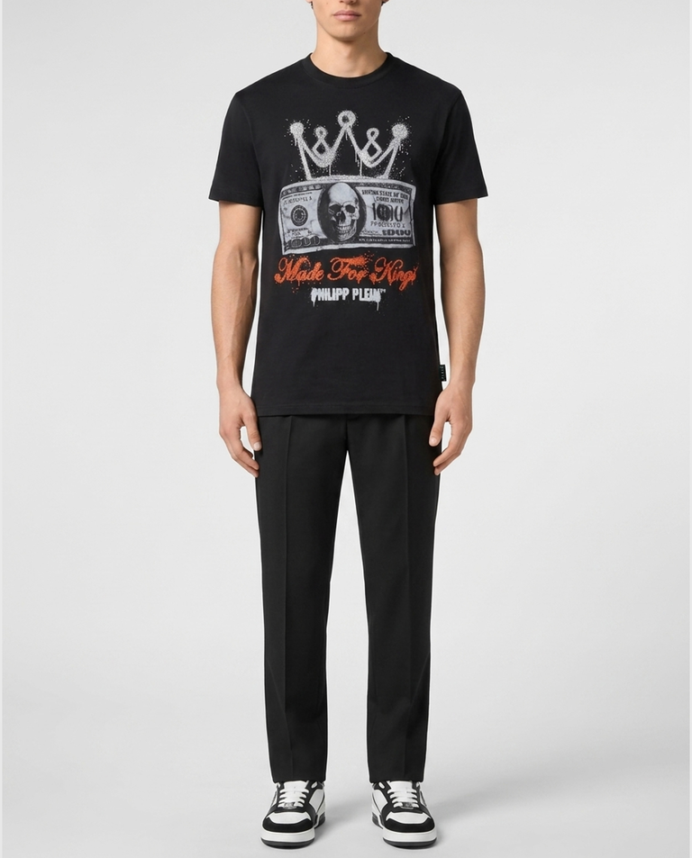 Czarny t-shirt z nadrukiem - Image #3