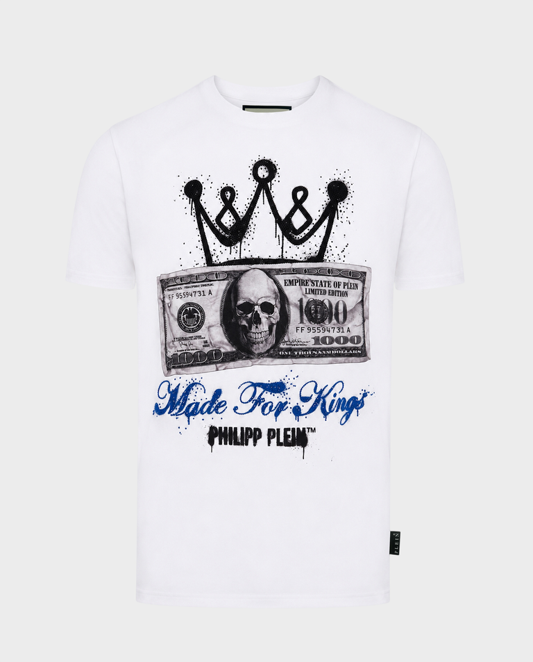 Biały t-shirt z motywem banknotu