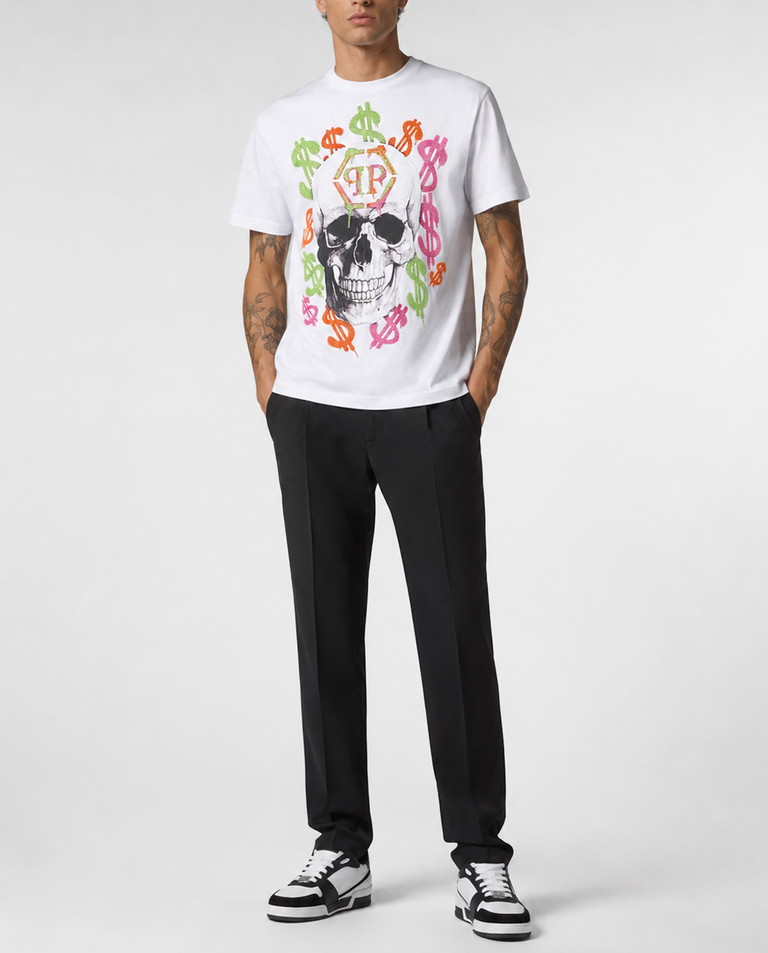 Biały t-shirt z motywem czaszki - Image #3