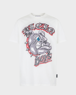 Biały t-shirt z motywem buldoga - Image #0