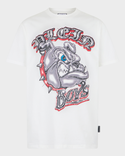 Biały t-shirt z motywem buldoga - Image #0