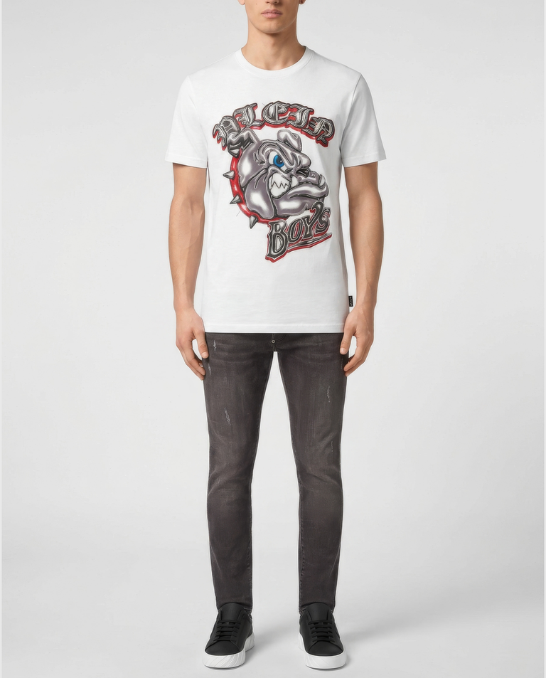 Biały t-shirt z motywem buldoga - Image #3