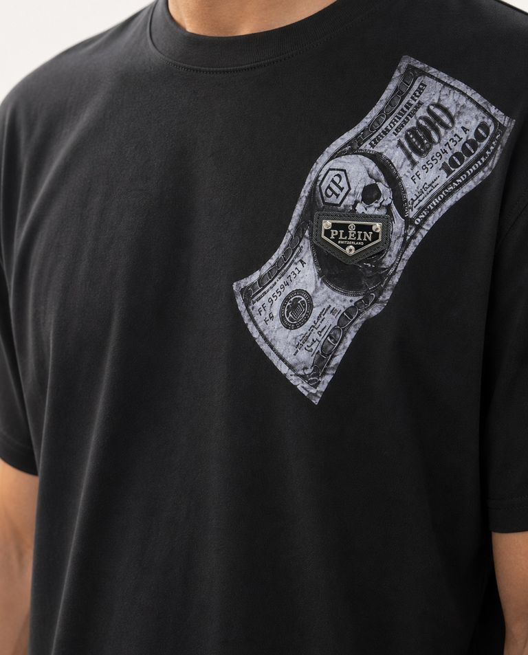 Czarny t-shirt z motywem banknotu - Image #4