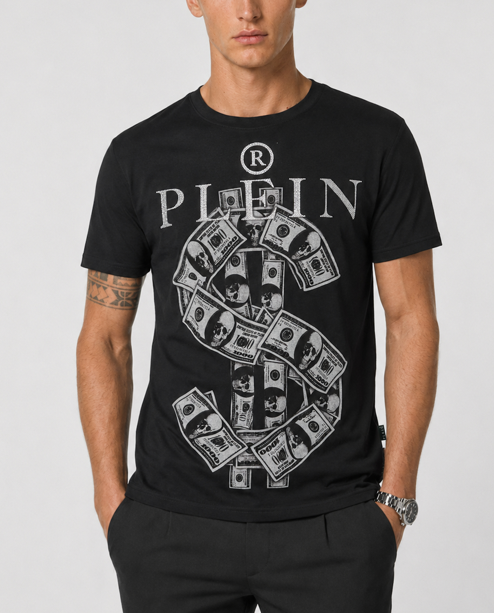 Czarny t-shirt z motywem dolara - Image #1