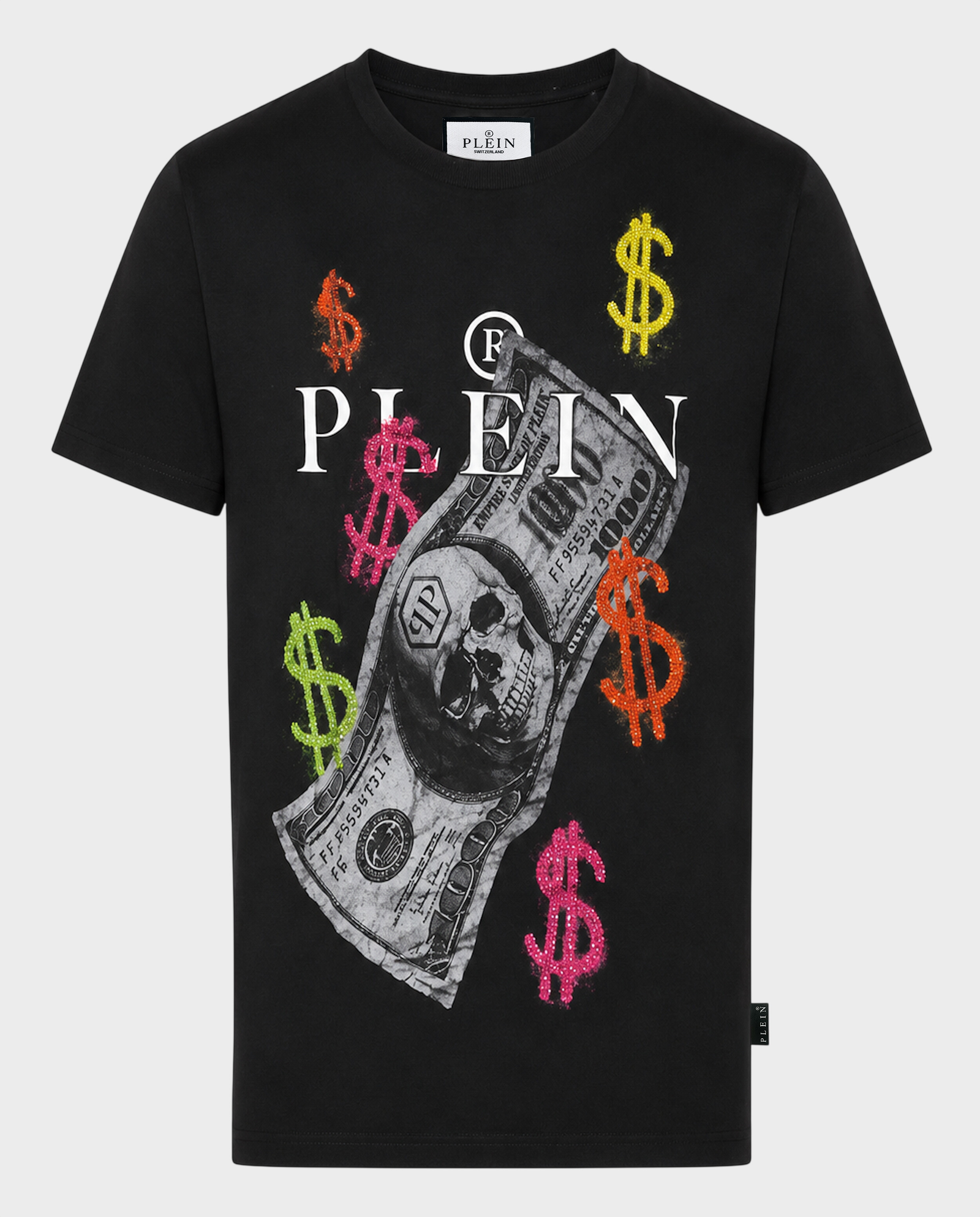 Czarny t-shirt z kolorowymi detalami Dollar - Image #0