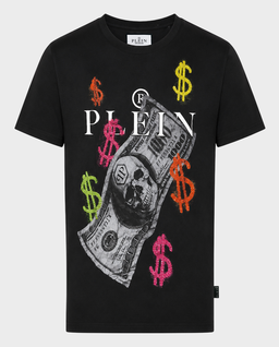 Czarny t-shirt z kolorowymi detalami Dollar - Image #0