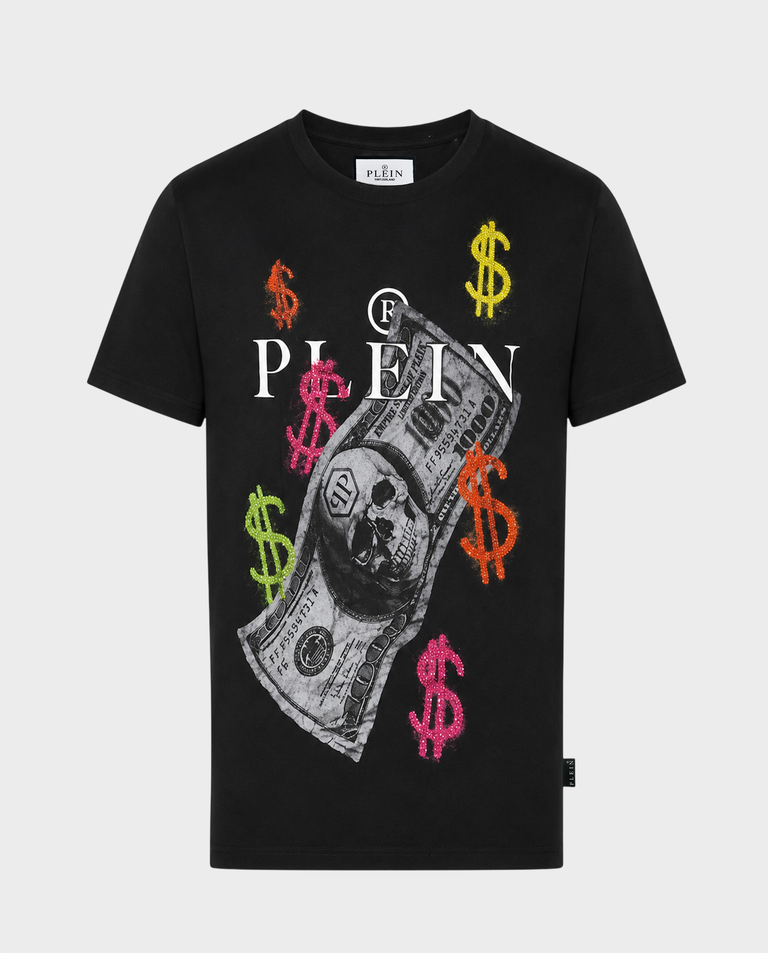 Czarny t-shirt z kolorowymi detalami Dollar