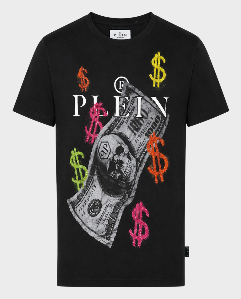 Czarny t-shirt z kolorowymi detalami Dollar