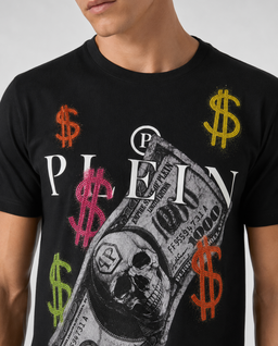Czarny t-shirt z kolorowymi detalami Dollar - Image #4