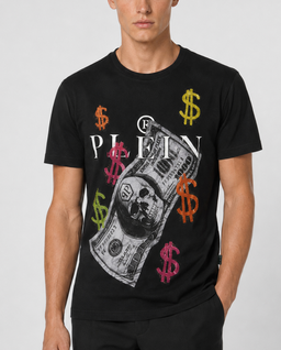 Czarny t-shirt z kolorowymi detalami Dollar - Image #1