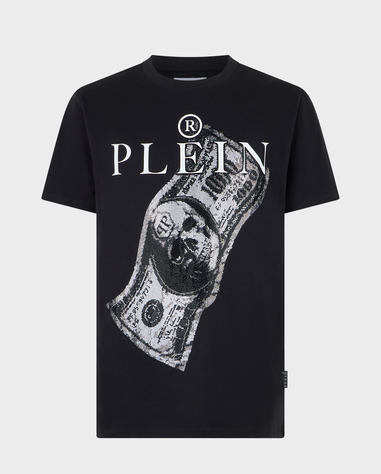 Czarny t-shirt z printem Dollar
