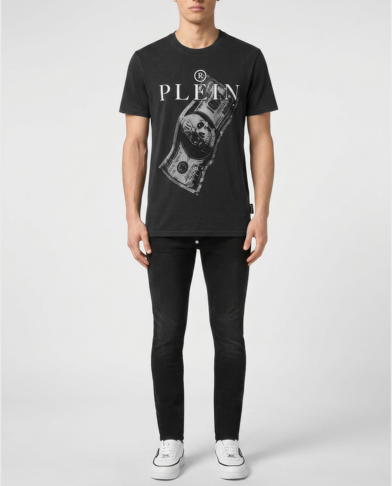 Czarny t-shirt z printem Dollar - Image #2