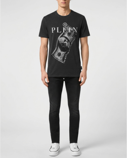 Czarny t-shirt z printem Dollar - Image #2