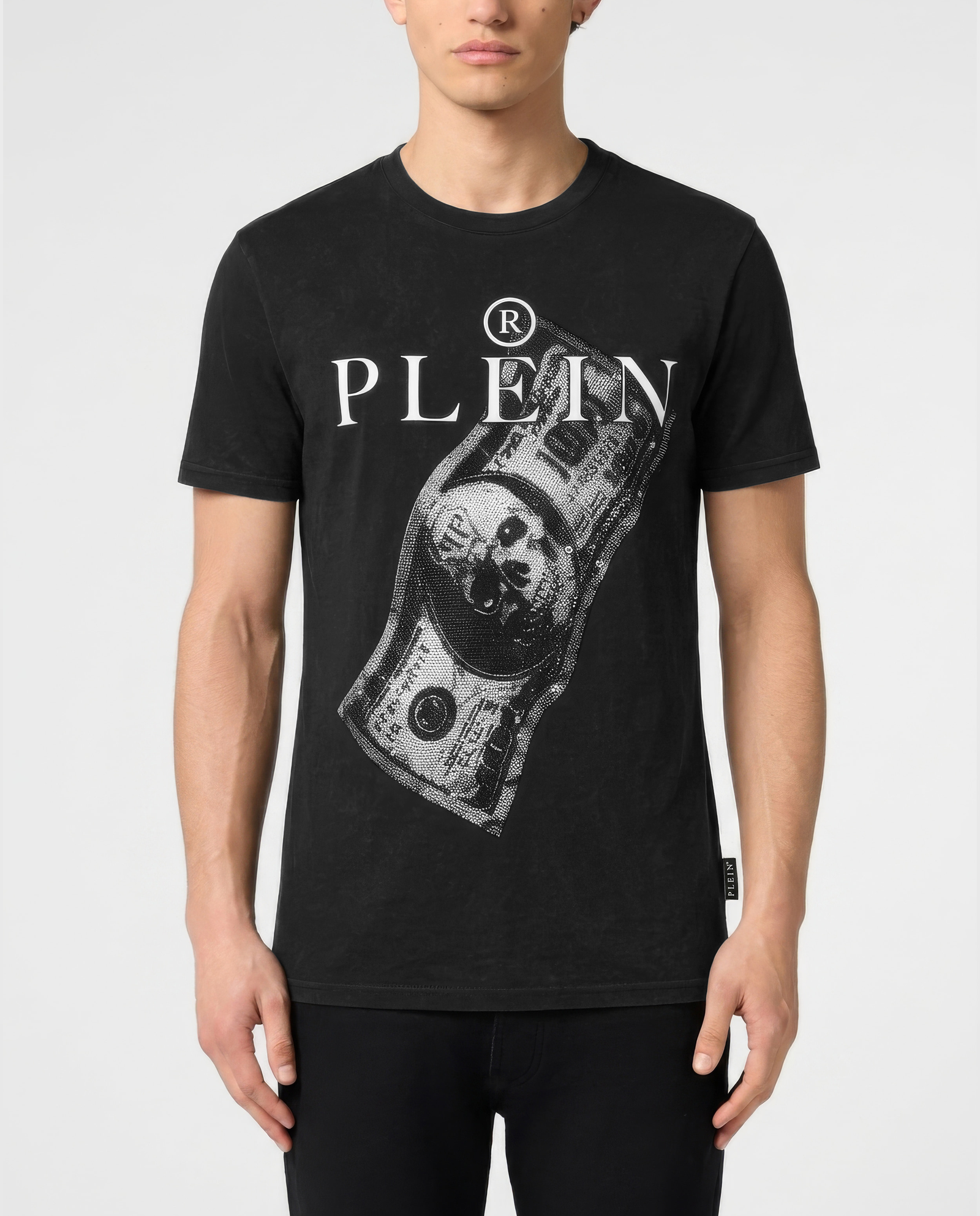 Czarny t-shirt z printem Dollar - Image #1