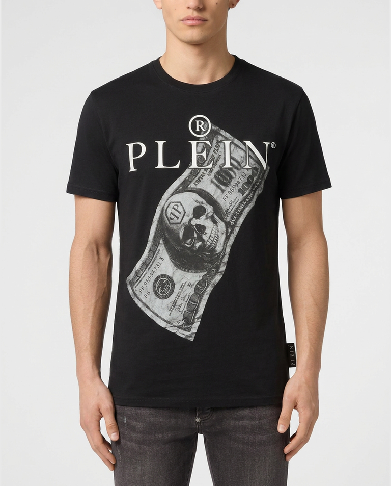 Czarny t-shirt z nadrukiem
