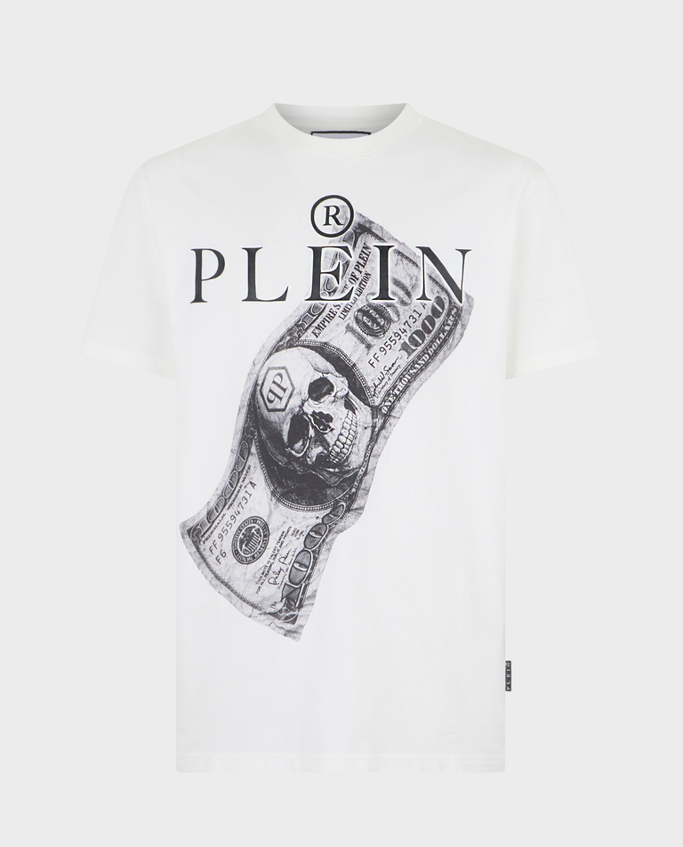 Biały t-shirt z printem Dollar