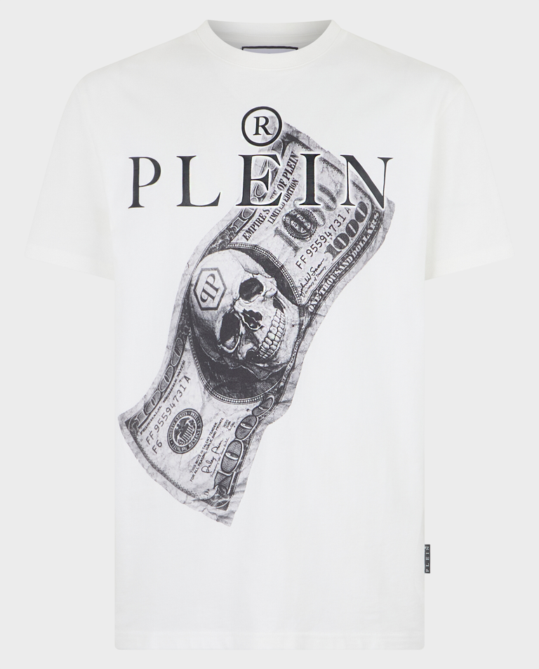 Biały t-shirt z printem Dollar
