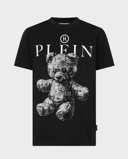 Czarny t-shirt z motywem misia - Image #0