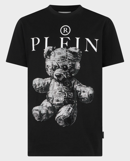 Czarny t-shirt z motywem misia - Image #0