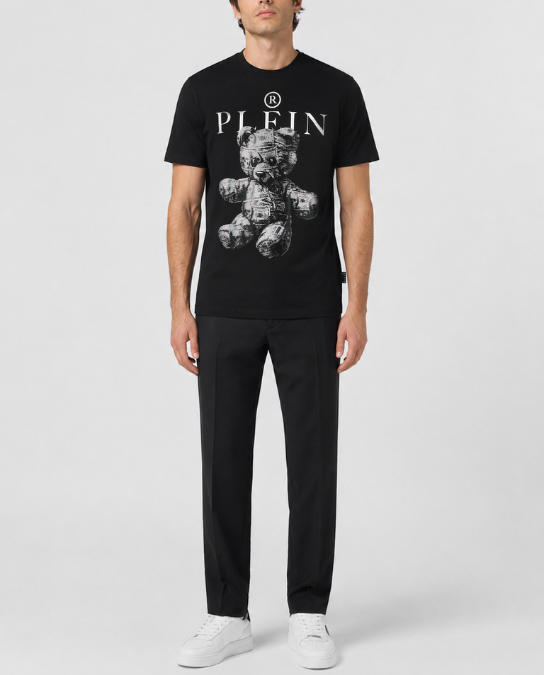 Czarny t-shirt z motywem misia - Image #3